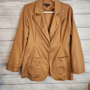 DG2 by Diane Gilman FLEXstretch Tailored One Button Blazer in Camel Size Medium
